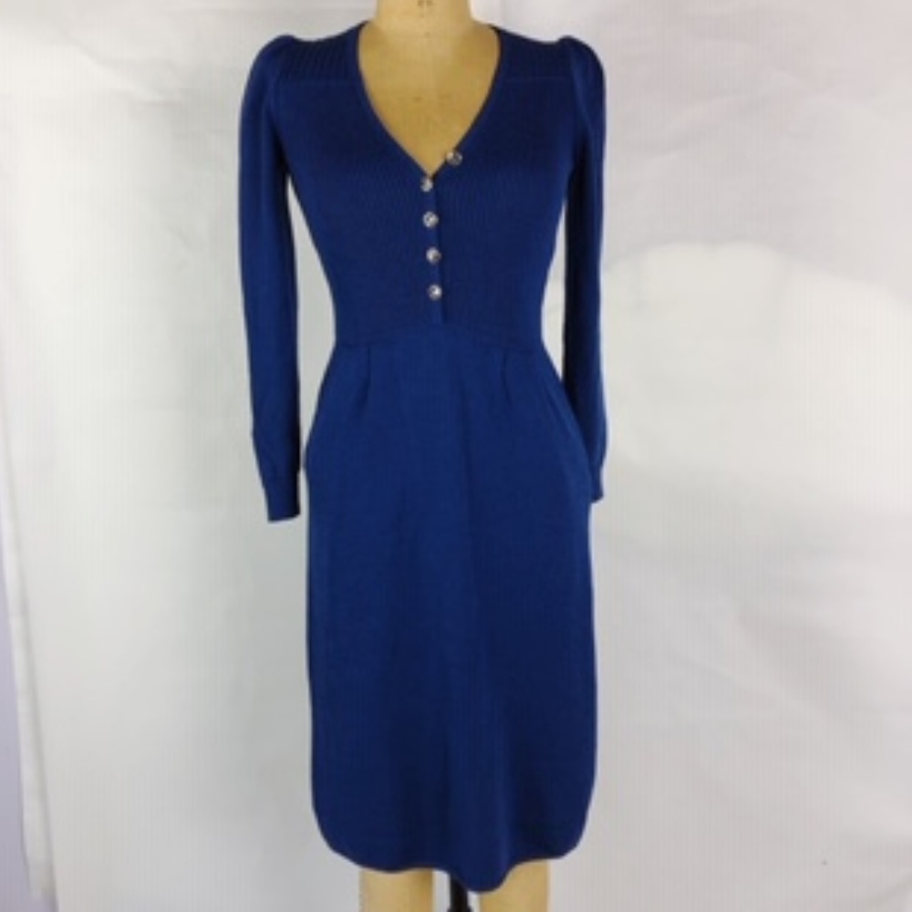 VINTAGE ST JOHN FOR SAKS FIFTH AVENUE BLUE DRESS